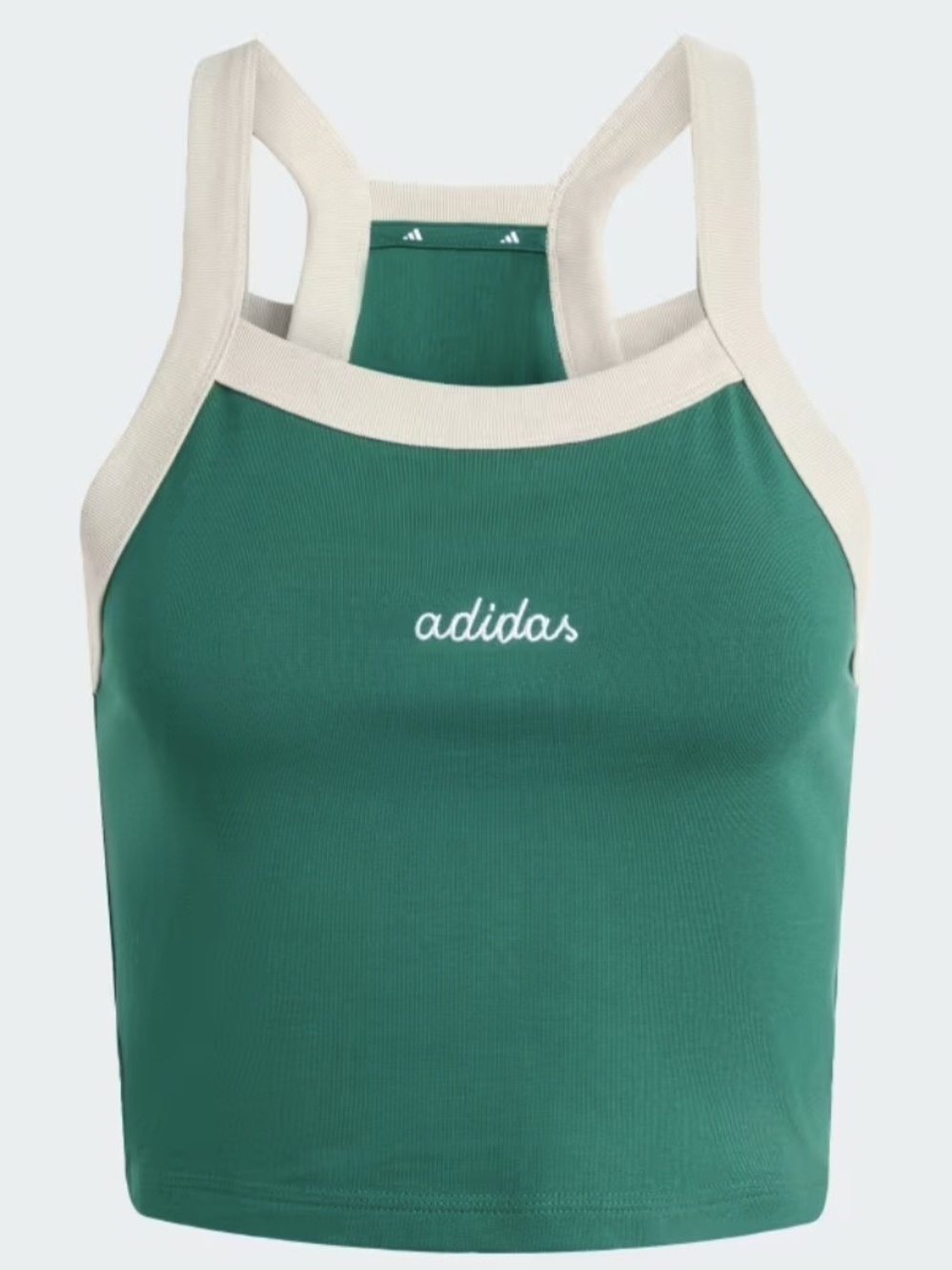 NWT adidas Green Crop Tank with Cream Trim and Logo Tag